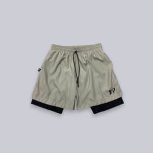 SHORT TRAINING BEIGE LICRA NEGRA