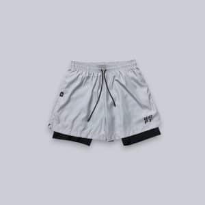 SHORT TRAINING GRIS CLARO LICRA NEGRA